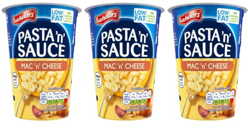 Pack Of 3 - Pasta 'n' Sauce 65g - Mac 'n' Cheese - Pasta Ready Meal Treats - Low In Fats High In Protein - Delicious Pasta And Sauce - Simply Mix With Hot Water - Ready And Piping Hot In 4 Minutes