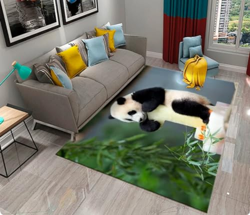 KIESEY Panda Print Bambus Teppich Wohnzimmer Schlafzimmer Türmatte Küche Eingang Dekoration rutschfeste Fußmatte 200x300cm