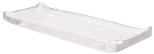 Zerodeko 1pc Creative Glass Food Serving Tray Transparent Long Plate for Sushi Desserts More Non-slip Base Easy to Clean Multi-purpose Food Storage