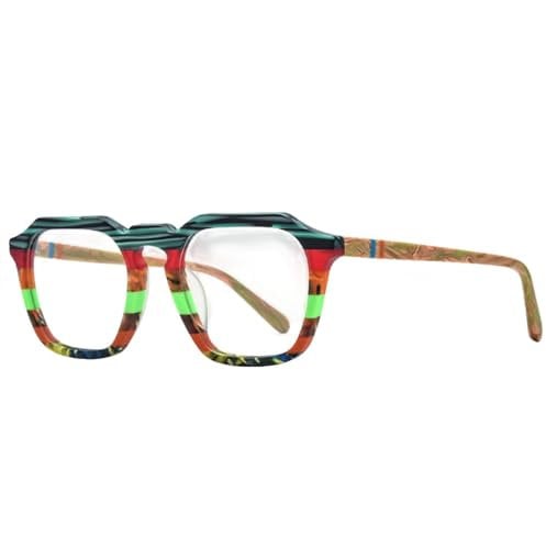 Mattes Acetat-Brillengestell für Herren, bunt, Retro, quadratisch, für Damen, Brillen, Brillen, bunt, Einheitsgröße