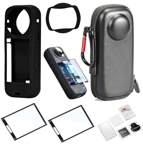 MotuTech 6 in 1 Protective Kit for Insta360 X4 Portable Bag and Silicone Case Lens Cap Screen Protector Insta 360 One X4 Accessories
