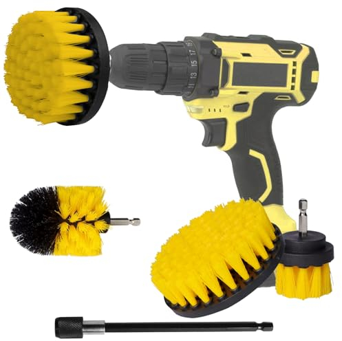 4 Piece Drill Brush Attachment Set-Drill Brush Cleaning Brushes Set Power Scrubber Cleaning Kit for Grout Shower Tub Tiles Corners Bathroom and Kitchen Surface (4)