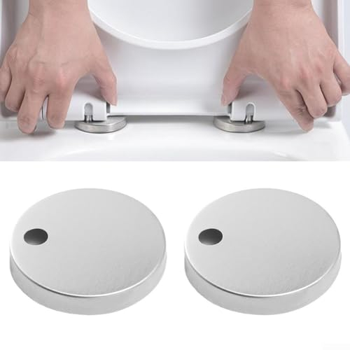 2Pcs Toilet Seat Hinges Fixings, Quick Release Toilet Top Fix Blind Hole Fittings, 60Mm Stainless Steel Fix Toilet Base Hinge Fixture Cover