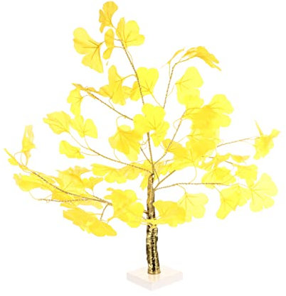 OSALADI Ginkgo Baum Lampe LED Warmlicht Tischlampe Künstliche Baumlichter für Wohndekoration Batteriebetrieben Partyzubehör Warmweiß USB