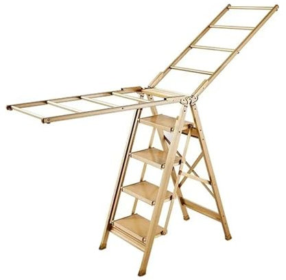LaYiQimn Clothes Airer Multifunctional Household Ladder Clothes Hanger Floor Mounted Indoor Thickened Aluminum Alloy Folding Herringbone Ladder (Color : 118x50.5x16cm)