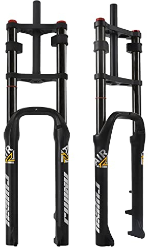 26x4.0 Fat Bike Forcella Doppia Spalla Forcella Ammortizzata per Bici da Viaggio 140mm DH MTB Forcella Aria Ritorno Regolare 1-1/8 Sterzo E-Bike Forcella Anteriore per Bicicletta elettrica QR 9x135m