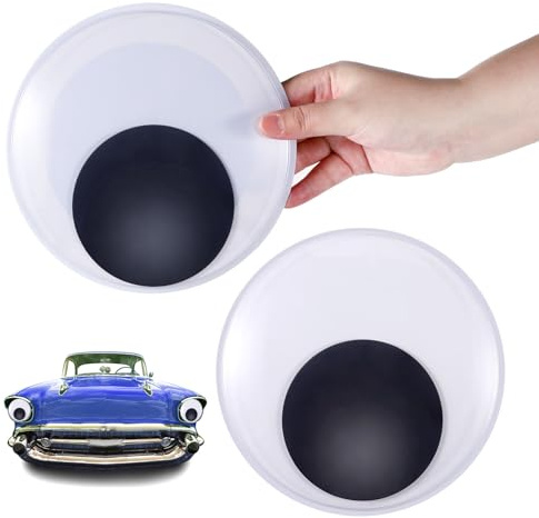 2 Stück Große Wackelaugen Magnetisch, 18cm Riesige Wackelaugen Kunststoff Schwarz und Weiß Wackelaugen zum Basteln DIY Dekorationen Christbaumschmuck