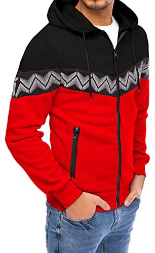 Hoodie Herren Kapuzenpullover für Herren Oversized Hoodie Herren Langarm Casual Oberbekleidung mit Kapuze Farbblock Sweatshirt Essentials Hoodie mit Taschen Classic Männer Sweatjacke Pullover