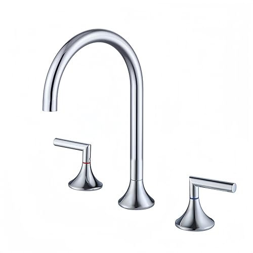 Robinet De Lavabo 3 Trous Robinet Mitigeur De Salle Bain En Laiton Lavabo Moderne Pour Robinet Mitigeur De Lavabo Avec Deux Poignées Et Trois Trous (Chrome)