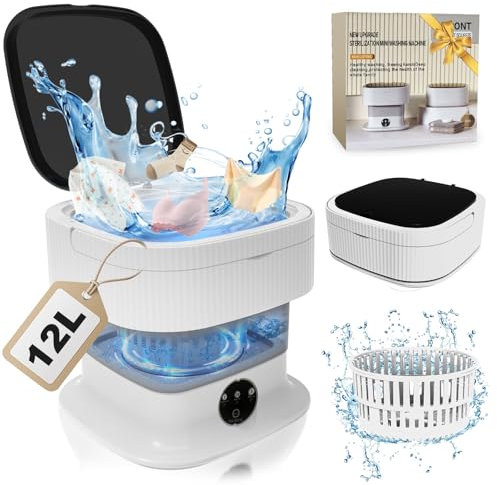 Portable Mini Waschmaschine Mit Schleuder - 14L 40W Camping Waschmaschine Mini Washing Machine Faltbare, Kleine Waschmaschine Mobile Waschmaschine Reise, Babykleidung, Unterwäsche (Ultra-Reinigung)