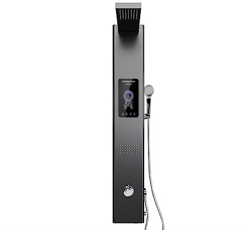 Shower System, Wall Mounted Integrated Water Heater, Instant Heat Constant Temperature Electric Water Heater, Shower Head, Shoulder Spray (Black)