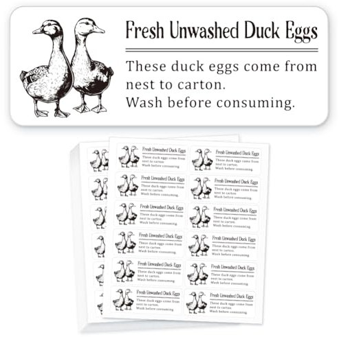 GOMAKERER 180 Stück Etiketten Für Eierkartons Mit Ungewaschenen Enteneiern, 2.5x6.7cm Aufkleber Mit Frischen Eiern Vom Bauernhof Selbstklebende PET Aufkleber Für Eierverpackungen Für Kartons Behälter