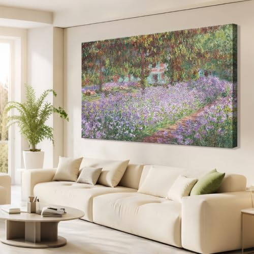 weiyiart Iris in Monets Garten 1900 von Claude Monet Impressionismus Kunstdruck Bild Kunstwerk für Wohnzimmer Schlafzimmer Zuhause Küche Dekorationen 61 cm x 91,4 cm