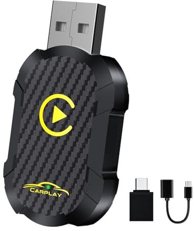 Adaptador inalámbrico CarPlay, inalámbrico CarPlay, Convierte CarPlay con Cable a inalámbrico, Adaptador inalámbrico Plug and Play Car Play para Coches después de 2016, Compatible con iPhone iOS 10+