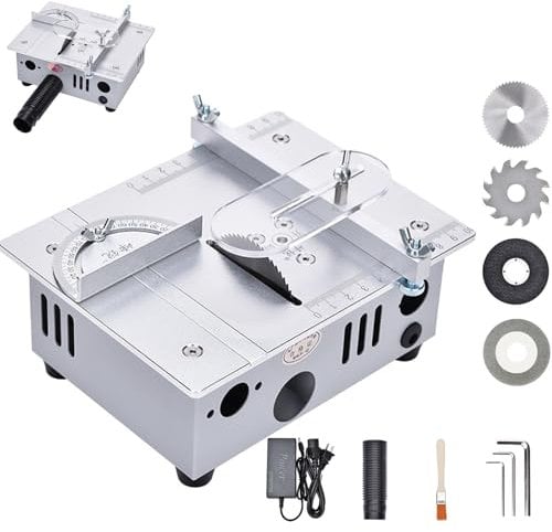 VoOqo Electric Table Saw, Mini Cutting Machine Craft Saw,Multi-Functional Electric Cutter with Scale, Protective Cover, Adjustable 90°, Precise & Efficient Ideal for DIY Projects Precise & Efficient