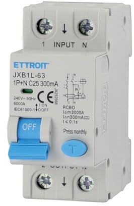 A2ZWORLD Interruttore Magnetotermico Differenziale Tipo A 300mA, RCBO Classe A 2P C25 25A, Curva C 1P+N 6000A, Occupa 2 Moduli DIN, AC 230V IP20 IEC61009-1