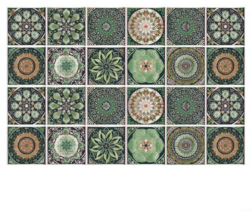 PVC-Fliesenaufkleber-Set mit künstlerischem Design zur individuellen Gestaltung von Wohnräumen (20 cm), 24 Stück