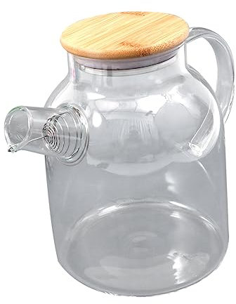 MAGICLULU Hitzebeständiger Saftkrug aus Glas 1,6 L mit Bambusdeckel Großer Öffnung und Sicherem Griff für Küche und Zuhause