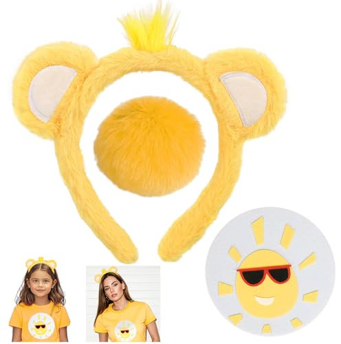 iZoeL Karneval Bär kostüm Kinder Damen, Bärenohren Haarreif Schwanz Aufkleber Karneval Kostüm Accessorie, Bär Kopfbedeckung Faschingskostüme Halloween Mottoparty