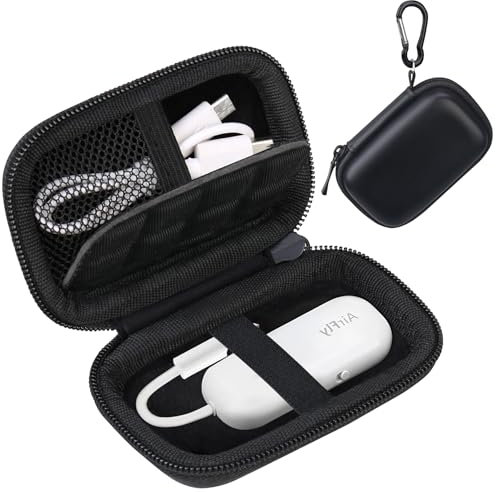 Lacdo Festplattentasche Hartschalentasche für AirFly Pro/SE/Duo, Avantree Relay, 1Mii ML300 Bluetooth Wireless Transmitter Flugzeug-Reisekoffer für USB-Kabel, Adapter, Flash-Laufwerk, Schwarz