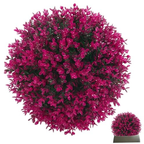Jorzer Bola topiaria de 30 cm de Hoja de eucalipto Morado topiaria Artificial de Larga duración sin Olor Decorativa de boj para Interior y Exterior.