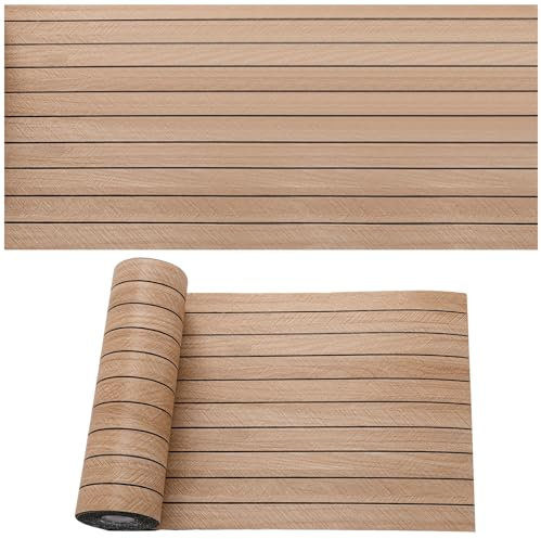 3D Wandpaneele Selbstklebend, 40cmX300cm Holzoptik Wandverkleidung Selbstklebend, Holz Optik Paneele Tapeten für Innenwanddekoration, 3D Akustikpaneele, Wasserdicht, 1.2㎡ (Hellbraun mit Linien)