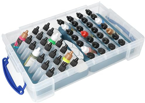Feldherr Paint Racks Set for paint bottles (25 mm Ø) - includes 4l Really Useful Box for 49 dropper bottles - compatible with Vallejo, Army Painter - case for storage and transport