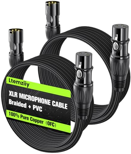 Ltemziiy XLR Cable 10ft 2 Pack, Dual Shielded OFC XLR Microphone Cable
