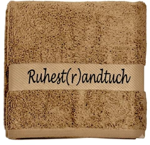 Arthi® Geschenk zum Ruhestrand Bade- Duschtuch inkl. Stickerei Ruhest(r) andtuch100% Baumwolle 50x100cm / 100x150cm nützliche Geschenke (Braun, 100x150)