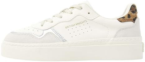 BK British Knights Women's Reflux Sneaker, White Beige Silver Leopard, 5 UK