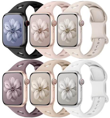 6 Stück Sportarmband für Apple Watch Armband Series 11-1 Damen Herren | Silikon Sport Band Ersatzbänder für Apple Watch SE 3/2/1 Ultra 3/2 40mm 41mm 38mm 42mm 44mm 45mm 46mm 49mm