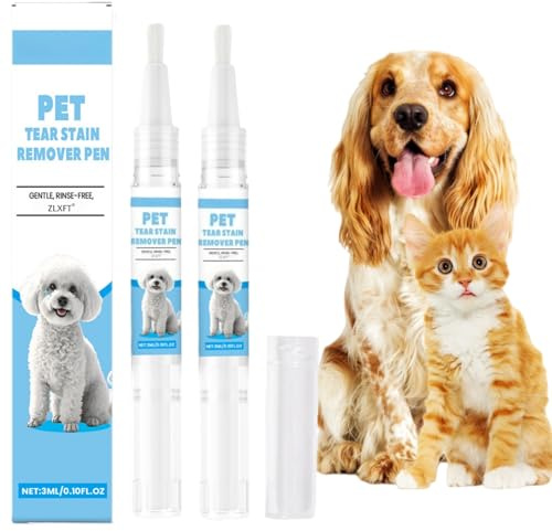 ZLXFT Katzenaugenreiniger & Fleckenentferner Pet Tränenfleckenentferner,2pcs Tränenflecken Beim Hund Entfernen,Tränenfleckenentferner-Stift für Hunde & Katzen,Tränenflecken Entferner Für Weiße Hunde