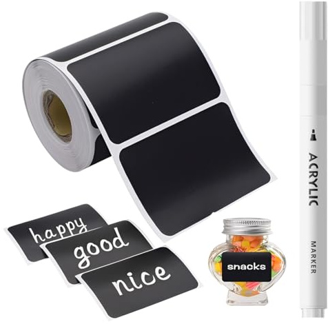 300 Pcs Klebeetiketten zum Beschriften, Aufkleber zum Beschriften, Wasserdichte Etiketten selbstklebend mit Stift, Küchen Klebeetiketten Partner für Gewürzgläser, Marmelade usw, 5.5x3.5cm (Rechteckig)