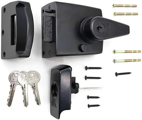 EuroArt British Standard High Security Nightlatch Door Lock 60mm Backset Black Finish Heavy Duty External Door Security Lock Boxed Packing
