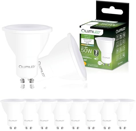 Lumiled LED GU10 PAR16 6W ersetzt 50W 600lm 4000K Neutralweiß 120° Nicht Dimmbar 10er Pack Energiespar Leuchtmittel Reflektor Spot für Küche Wohnzimmer Büro Flur