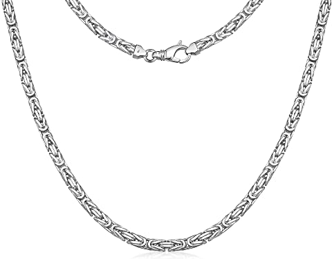 Silberketten Store Königskette 925 Silber Herren 6 mm Stärke I Männer Silberkette mit Karabiner Verschluss I Panzerkette Herren vierkant hochglanz