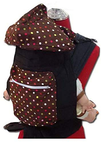 Mei Tai / Babytrage mit Kapuze und Tasche - Braun mit weißen Punktmuster