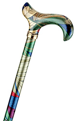 Gehstock Fashion-Derby Tropical Island, schicker Derbygriff aus stabilem Gießharz mit tropischem Design, Stock aus stabilem Leichtmetall, höhenverstellbar, inkl. elegantem Gummipuffer.