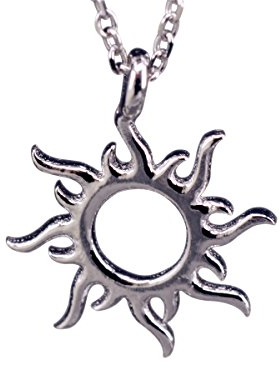 NicoWerk Silberkette mit Anhänger Sonne Licht Strahlung Glatt Glänzend Halskette Damen 925 Silber Kette Schmuck Sterling SKE243