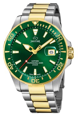 JAGUAR J863/B Executive Collection Watch 43.5 mm Green with Two-Tone Steel Strap for Men