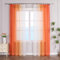 ESLIR Gardinen mit Kräuselband Vorhänge Gardinenschals Transparent Stores Gardinen Farbverlauf Voile Orange BxH 140x245cm 2 Stück
