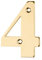 XFORT Polished Brass Front Door Number 4, House Number Suitable for All Door Types including Wooden, uPVC, and Composite.