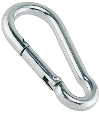 Constrabo | 1x Karabinerhaken 200 x 15 mm DIN 5299 C | Stahl Karabiner-Haken verzinkt mit 1360 kg Tragkraft | Gefederter Verschluss mit Schnapphaken | Feuerwehr-Karabiner, Baumarkt-Karabiner Karabin