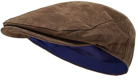 Borges & Scott The Tanner - Flat Cap aus Leder - Kappe mit weichem Schweinslederfutter - Erde Braun - M