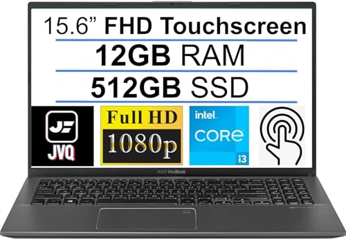 ASUS Ordinateur portable VivoBook 15,6 FHD à écran tactile, 11e génération Intel i3-1115G4 jusqu'à 4,1 GHz, RAM DDR4 12 Go, SSD 512 Go, lecteur d'empreintes digitales, clavier rétroéclairé, WiFi,