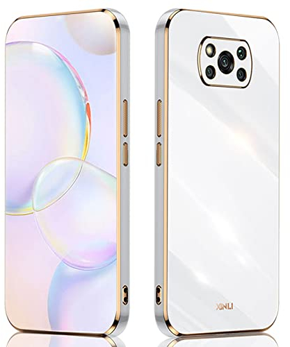 ILING Handyhülle für Xiaomi Poco X3 Pro/Xiaomi Poco X3 NFC Hülle, Bunt Silikon, Schüzen Sie die Kamera, Ultradünne Stoßfeste Case für Damen (Weiß)