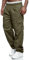 VANVENE Mens Cargo Work Trousers Lightweight Cotton Casual Jogger Elastic Waist Drawstring Outdoor Pants with Pockets Green