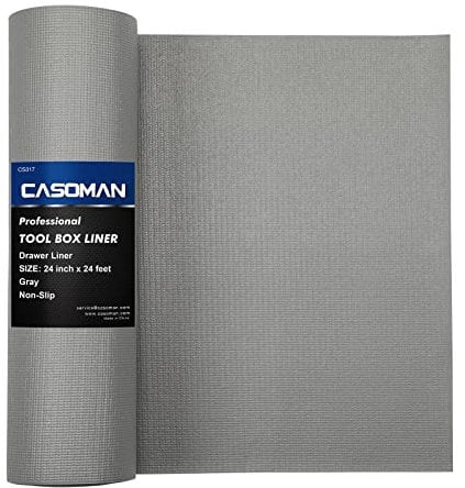CASOMAN Professioneller Werkzeugkasten und Schubladeneinlage, grau, leicht zu schneiden, rutschfester Schaumgummi-Werkzeugkasten, dicke Schrankeinlagen, 61 cm (breit)x7.3 m (lang)