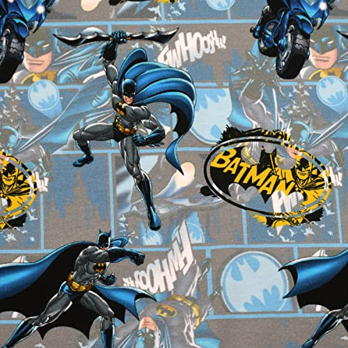 MAGAM-Stoffe Super Helden Jersey Kinder Stoff Oeko-Tex Meterware 50cm (Batman blau grau)