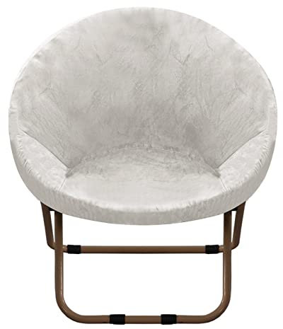 JHLD Housses de Chaise de Soucoupe, Housse de Chaise de Soucoupe Ronde Velours Extensible Housses de Chaise de Lune Doux protecteurs de Chaise de Lune pour Salon -Ivoire-Moyen